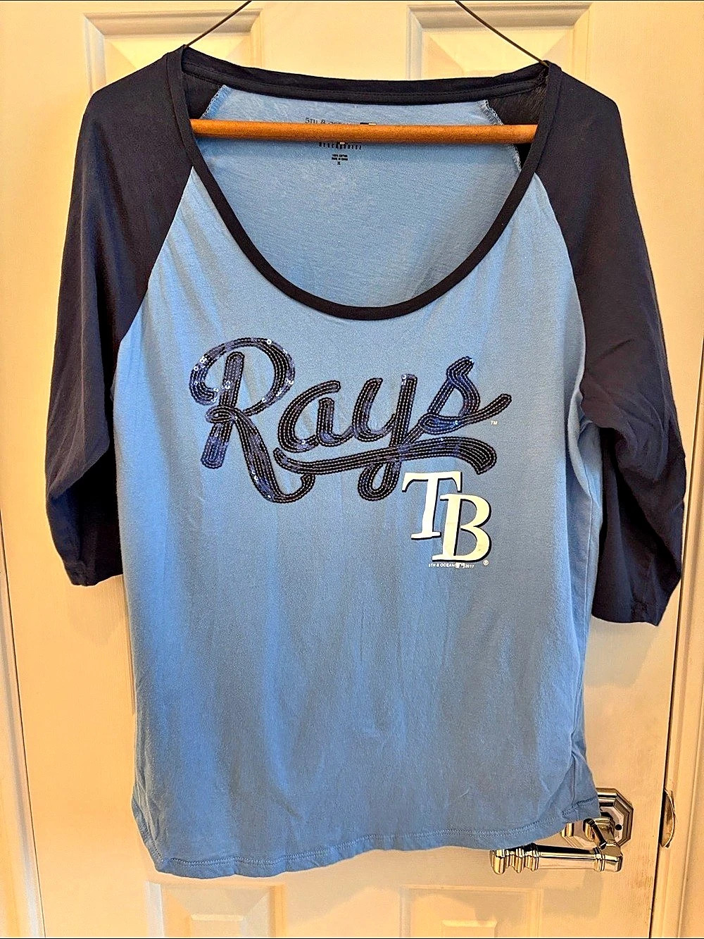 Tampa Bay Rays Baseball Sequin Scoop Neck Shirt